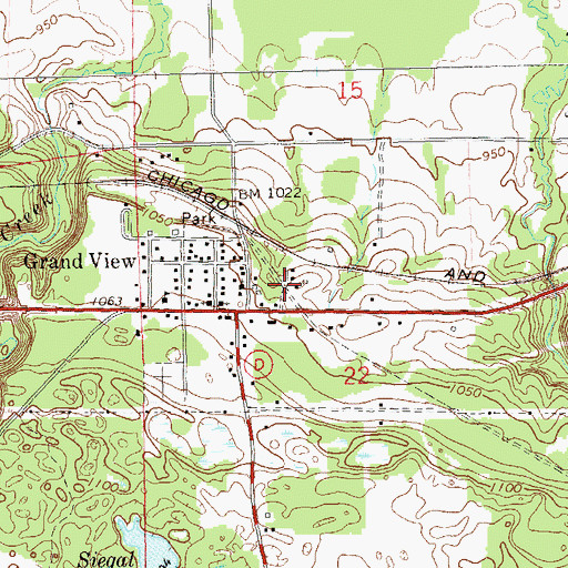 Topographic Map of Grand View Census Designated Place, WI