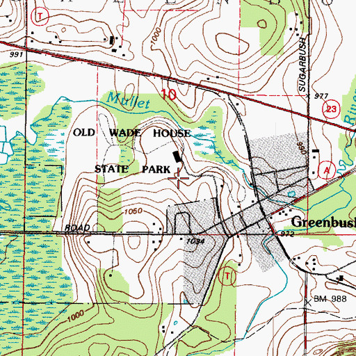 Topographic Map of Greenbush Census Designated Place, WI