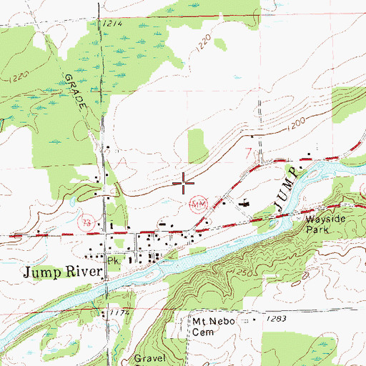 Topographic Map of Jump River Census Designated Place, WI