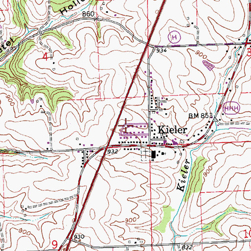 Topographic Map of Kieler Census Designated Place, WI