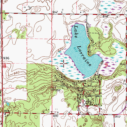 Topographic Map of Lake Lorraine Census Designated Place, WI