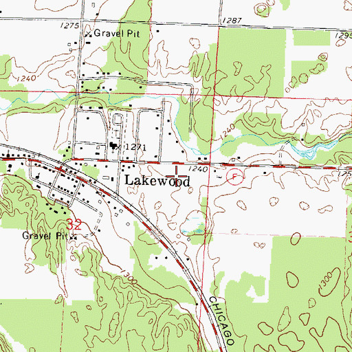 Topographic Map of Lakewood Census Designated Place, WI