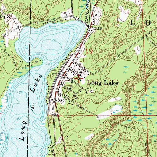 Topographic Map of Long Lake Census Designated Place, WI