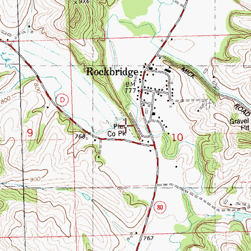 Topographic Map of Rockbridge Census Designated Place, WI