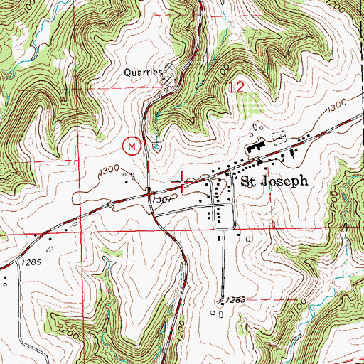 Topographic Map of Saint Joseph Census Designated Place, WI