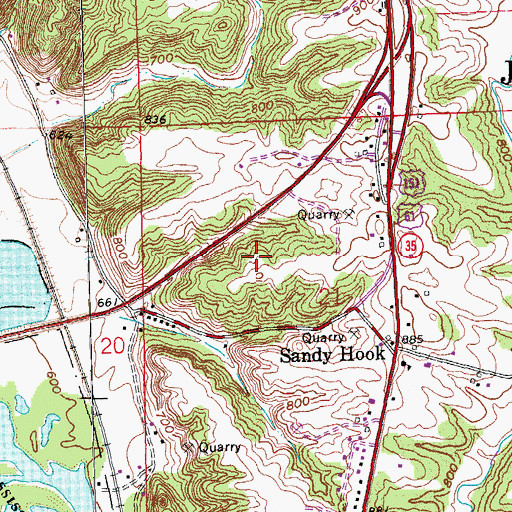 Topographic Map of Sandy Hook Census Designated Place, WI