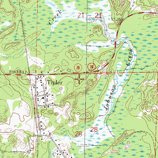 Topographic Map of Tipler Census Designated Place, WI