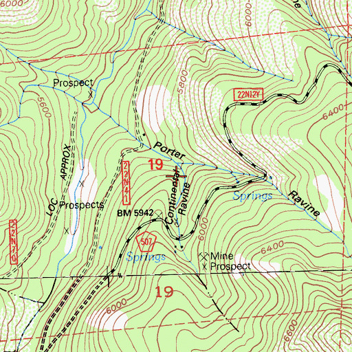 Topographic Map of Continental Ravine, CA