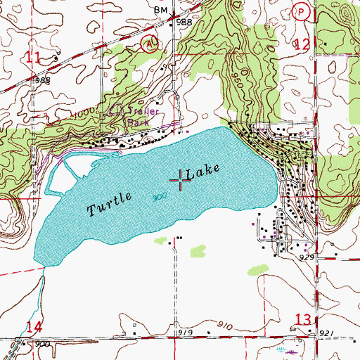 Topographic Map of Turtle Lake Census Designated Place, WI