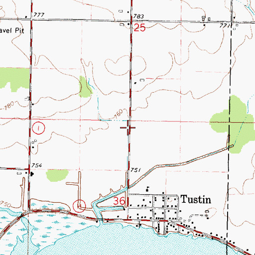 Topographic Map of Tustin Census Designated Place, WI