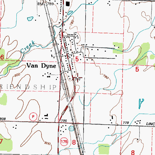 Topographic Map of Van Dyne Census Designated Place, WI