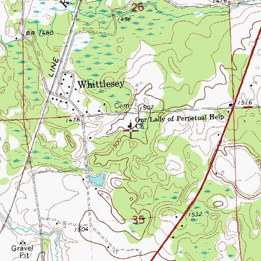 Topographic Map of Whittlesey Census Designated Place, WI