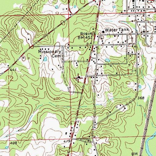Topographic Map of Bogue Chitto Census Designated Place, MS