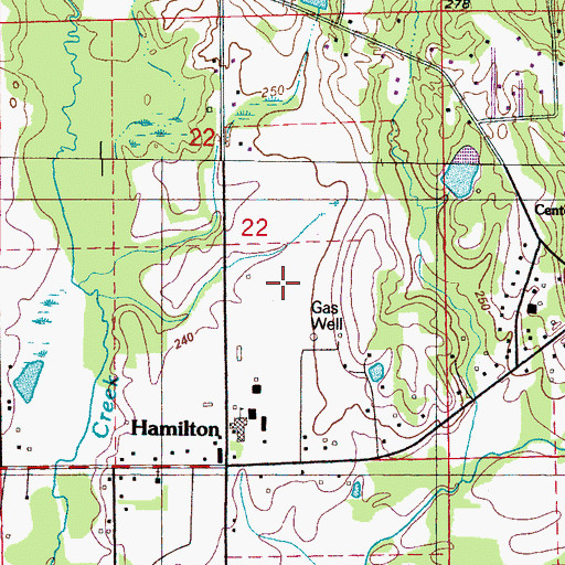 Topographic Map of Hamilton Census Designated Place, MS