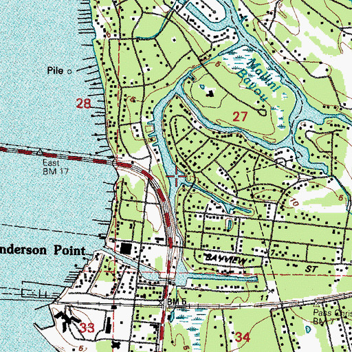 Topographic Map of Henderson Point Census Designated Place, MS