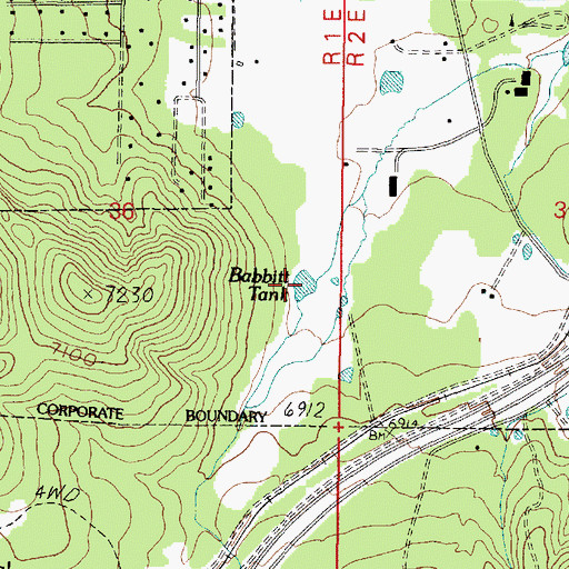 Topographic Map of Babbitt Tank, AZ