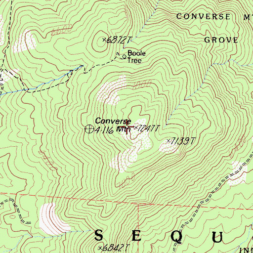 Topographic Map of Converse Mountain, CA