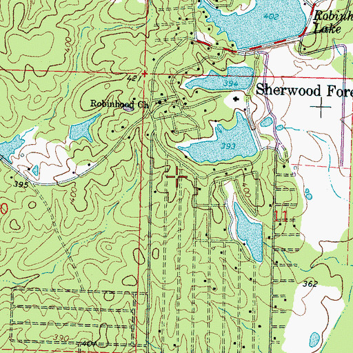 Topographic Map of Robinhood Census Designated Place, MS