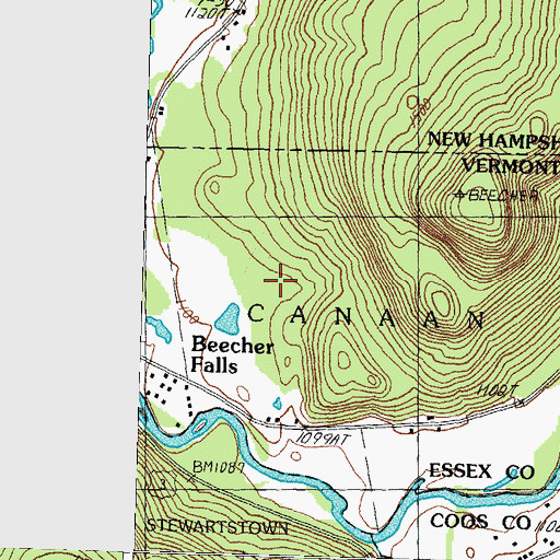 Topographic Map of Beecher Falls Census Designated Place, VT
