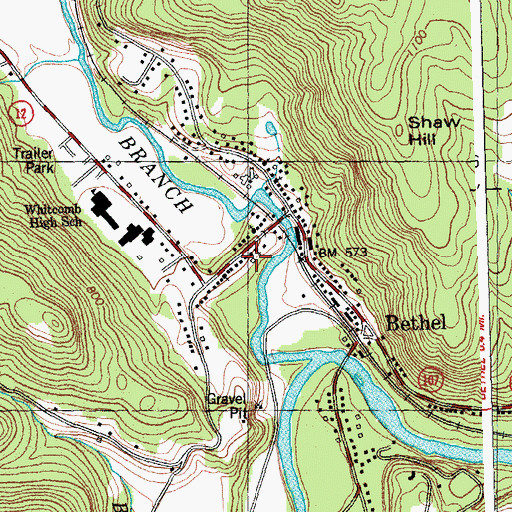 Topographic Map of Bethel Census Designated Place, VT