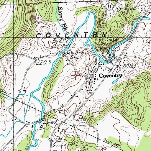 Topographic Map of Coventry Census Designated Place, VT