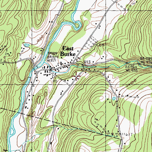 Topographic Map of East Burke Census Designated Place, VT