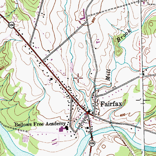 Topographic Map of Fairfax Census Designated Place, VT