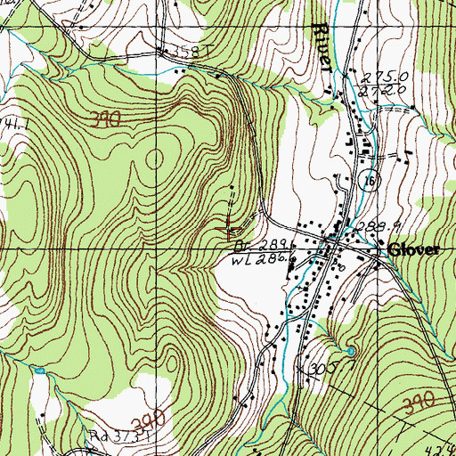 Topographic Map of Glover Census Designated Place, VT