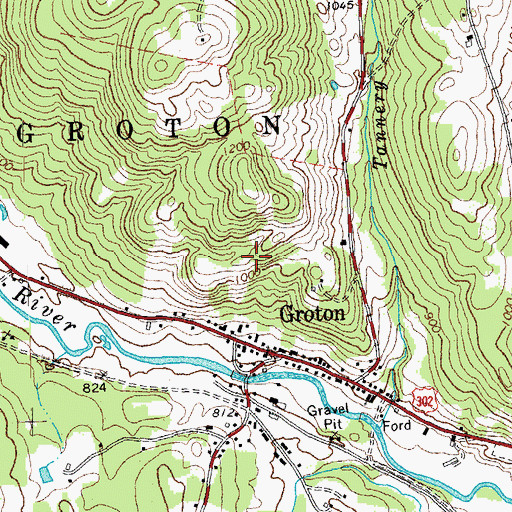 Topographic Map of Groton Census Designated Place, VT
