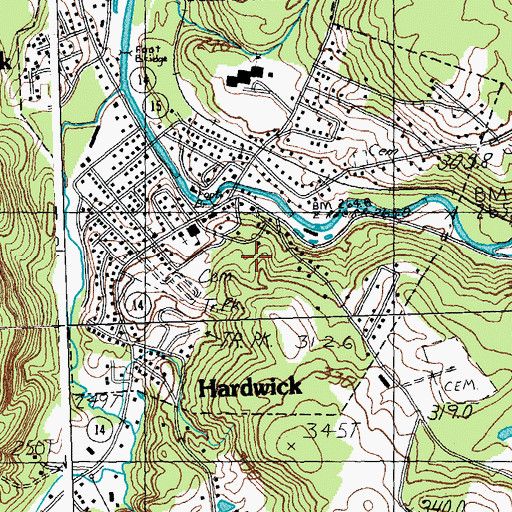 Topographic Map of Hardwick Census Designated Place, VT