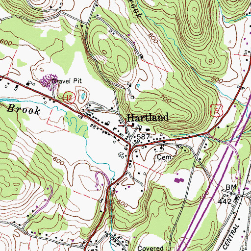 Topographic Map of Hartland Census Designated Place, VT