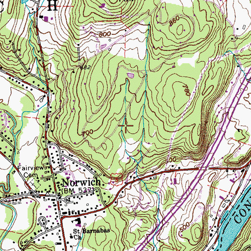 Topographic Map of Norwich Census Designated Place, VT