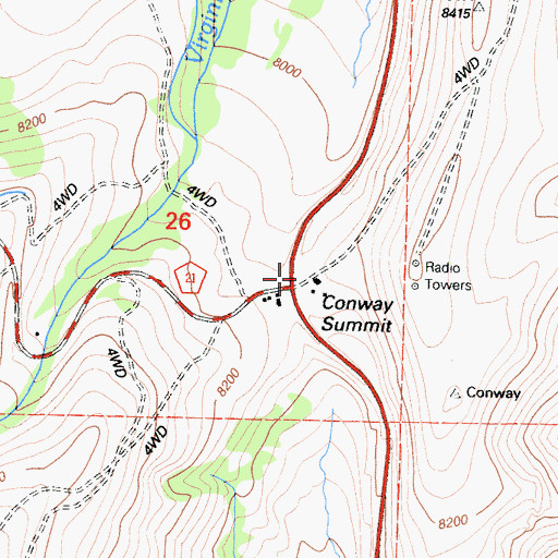 Topographic Map of Conway Summit, CA