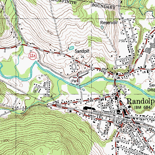 Topographic Map of Randolph Census Designated Place, VT