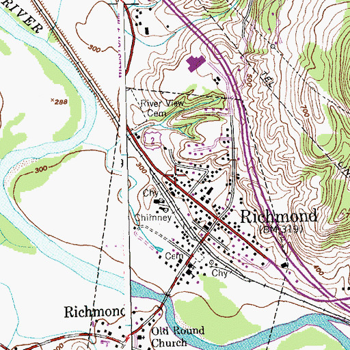 Topographic Map of Richmond Census Designated Place, VT