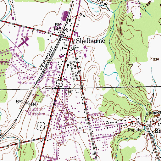 Topographic Map of Shelburne Census Designated Place, VT
