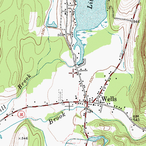 Topographic Map of Wells Census Designated Place, VT
