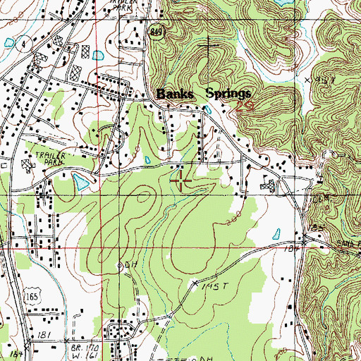 Topographic Map of Banks Springs Census Designated Place, LA