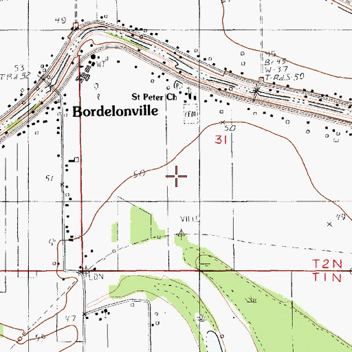 Topographic Map of Bordelonville Census Designated Place, LA