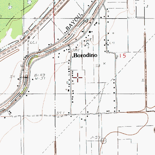 Topographic Map of Borodino Census Designated Place, LA
