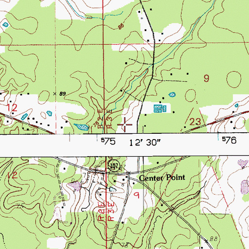 Topographic Map of Center Point Census Designated Place, LA