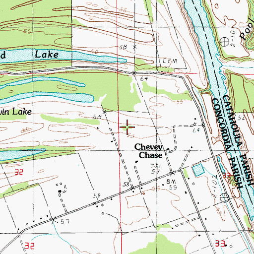 Topographic Map of Chevey Chase Census Designated Place, LA