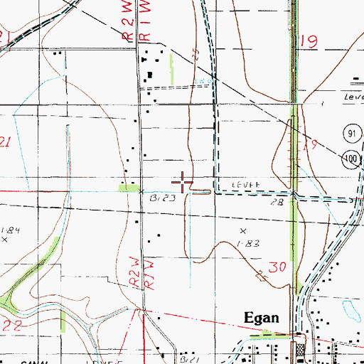 Topographic Map of Egan Census Designated Place, LA