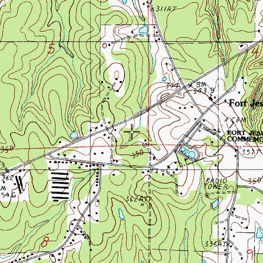 Topographic Map of Fort Jesup Census Designated Place, LA