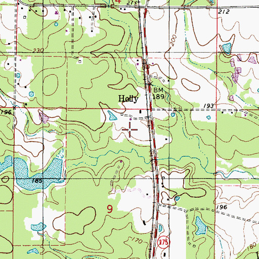 Topographic Map of Holly Census Designated Place, LA