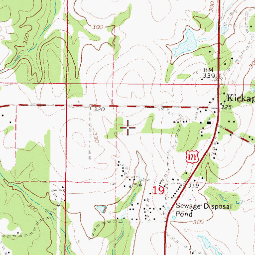 Topographic Map of Kickapoo Census Designated Place, LA