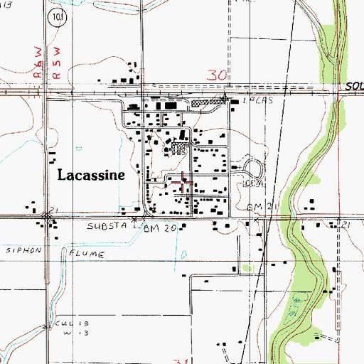 Topographic Map of Lacassine Census Designated Place, LA