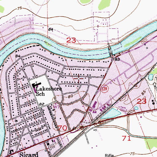 Topographic Map of Lakeshore Census Designated Place, LA