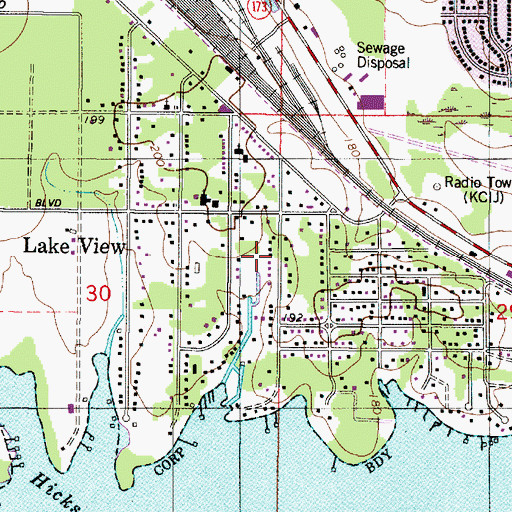 Topographic Map of Lakeview Census Designated Place, LA