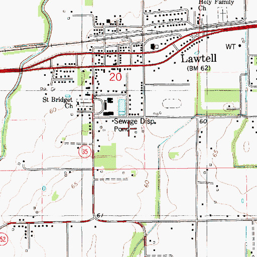 Topographic Map of Lawtell Census Designated Place, LA